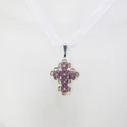 Pendant 45cm - Trevina-Violet Organza - Pendant 45cm - Laiton argenté